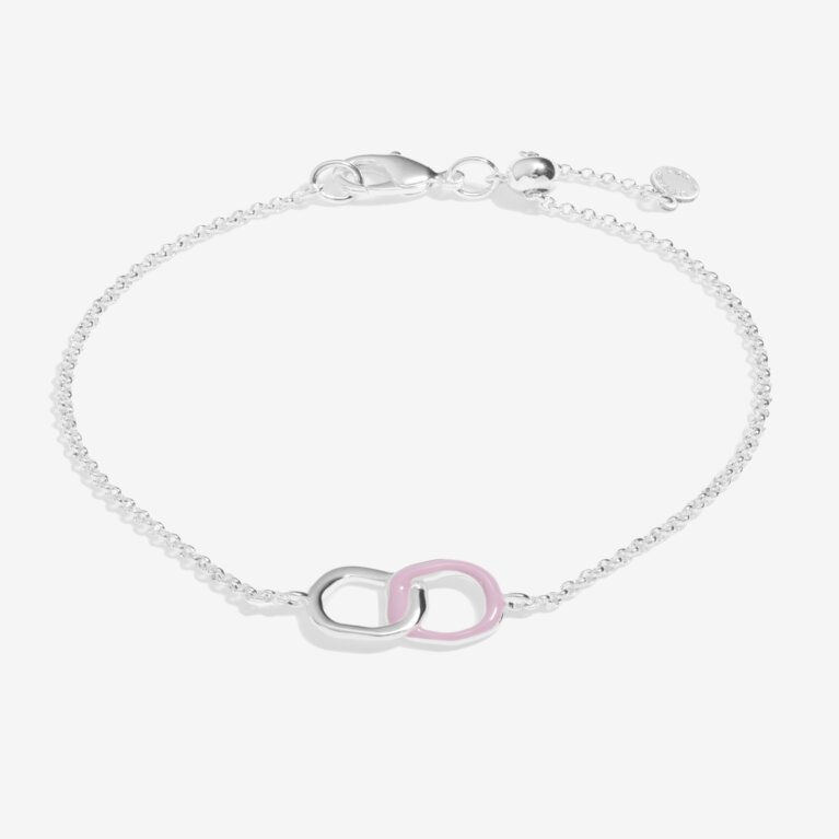 Beau Linked Bracelet In Lilac Enamel And Silver Plating