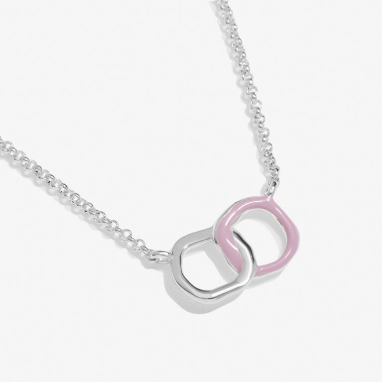 Beau Linked Necklace In Lilac Enamel And Silver Plating