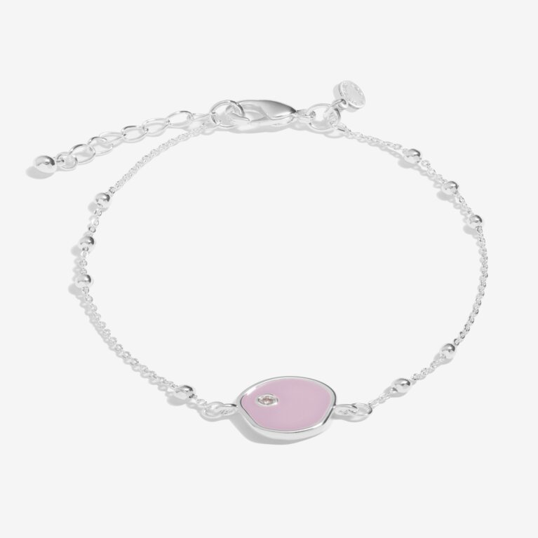 Beau Bracelet In Lilac Enamel, Cubic Zirconia And Silver Plating