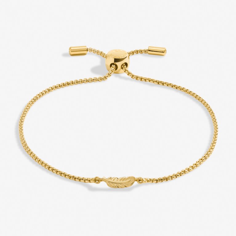 Mini Charms Feather Bracelet In Gold-Tone Plating