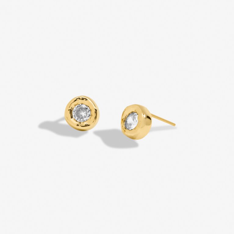 Solaria Stud Earrings In Cubic Zirconia And Gold-Tone Plating