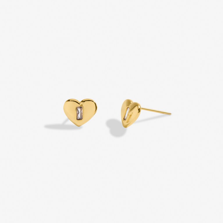 Gem Glow Heart Stud Earrings In Cubic Zirconia And Gold-Tone Plating