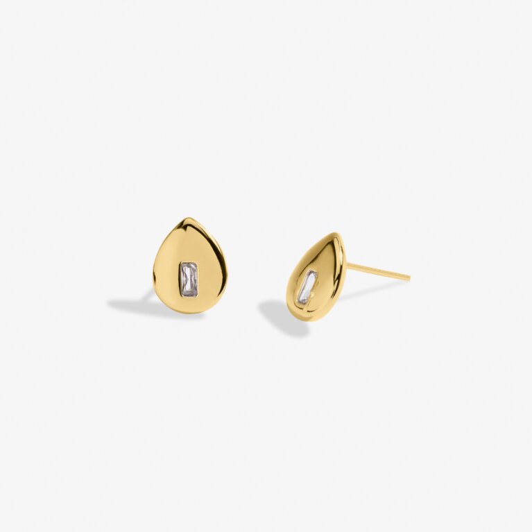 Gem Glow Teardrop Stud Earrings In Cubic Zirconia And Gold-Tone Plating