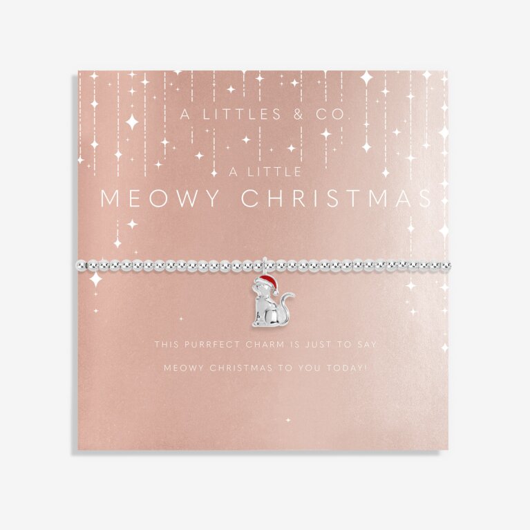 Children's Christmas A Little 'Meowy Christmas' Bracelet in Silver Plating